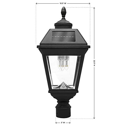 GAMA SONIC Imperial Bulb Solar Post Lamp, Outdoor Solar Powered Light, Pole Post Mount, Black (GS-97B3-F)