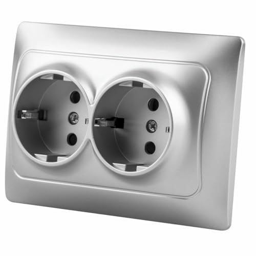 Base monoblocco a doppia connessione, 16A, da incasso, utilità in impianti elettrici per il collegamento sicuro dei dispositivi.