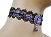 YoungChoice Purple Stone & Black Victorian Lace Choker with Velvet Ribbon