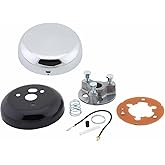 Steering Wheel Adapter with Chrome Horn Button, For 1969-1994 GM | For Ididit and Flaming River Columns, Includes Spacer Ring Springs and Wiring Lead, Easy Install Design