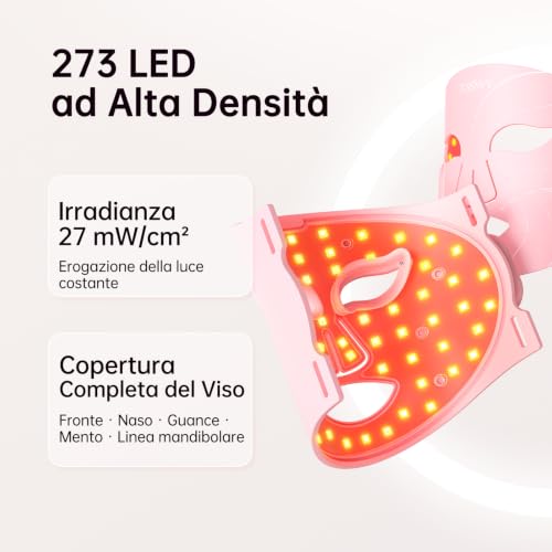 XSSNVV LED Face Mask with Red Light and 272 Infrared LEDs 850nm NVV04 | Multi-Color LED Face Mask, Wireless and Rechargeable, Flexible Silicone for Home Skin Care