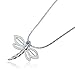 Dragonfly Pendant 925 Sterling Silver Necklace with Created Blue Fire Opal, 18