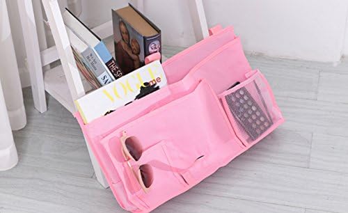 Multipurpose Buckle Room Caddy Bedside Organiser Pocket for Nursery Baby Phone Bedroom Cabin Bunk and Hospital Beds - Pink