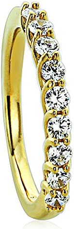 Sterling Silver 14K Gold Plated Wedding Ring Round CZ Nine Stone Anniversary Ring 2MM (Size 5 to 10), 8