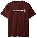 Carhartt Men's Big & Tall Signature Logo Short Sleeve Midweight Jersey T-Shirt,Port  (Closeout),XX-Large Tall