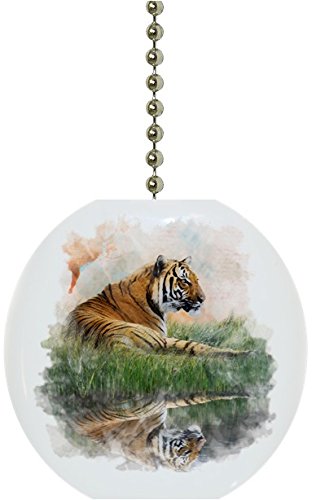 Tiger Grassy Bank Watercolor Solid Ceramic Fan Pull