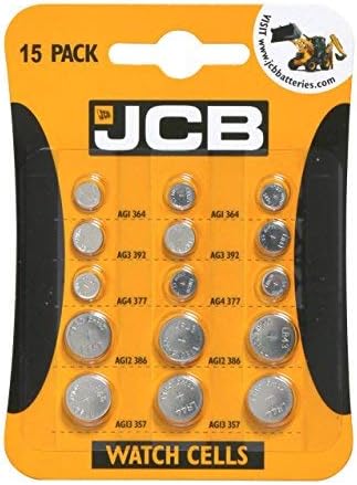 S9715 JCB Coin Cell Mix Batteries - Pack of 15, Silver