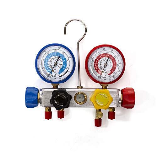 XtremepowerUS 4 Way AC Manifold Gauge Set R410A R22 R134A HVAC Diagnostic Charging Tool Quick
