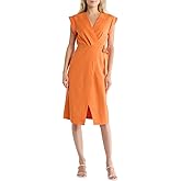 Veronica Beard Octavia Faux Wrap Linen Blend Dress in Orange Size 10