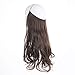 SARLA Dark Brown Invisible Wire Hair Extensions with 3 Clips Long Synthetic Wavy Curly Hairpiece Adjustable Transparent Headband for Women 18 Inch
