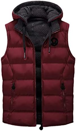 Gergeos Casual Puffer Vest for Men Winter Warm Hooded Sleeveless Jacket Outdoor Padded Down Vest Coat Outwear