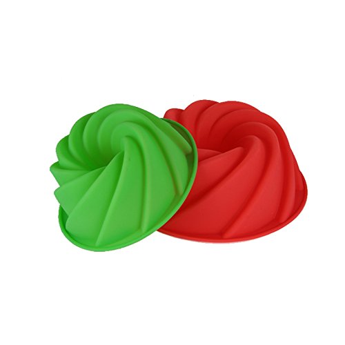 Xiaolanwelc@ 24.58.9cm Large Swirl Shape Silicone Butter Cake Mould Baking Tools For Cakes Bakery Kitchen Accessories Bakeware Mold (Green)