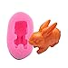 3D Easter Bunny Soap Mold - MoldFun Cute Rabbit Silicone Mold for Fondant, Cake Decorating, Handmade Bath Bomb, Lotion Bar, Candle, Wax Crayon, Plaster, Polymer Paper Fimo Clay