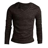 Allegra K Men V Neckline Long-sleeved Slim Fit Knit T-shirt