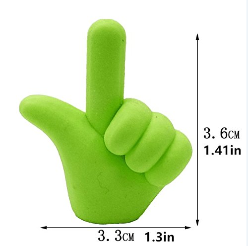 Ipienlee Funny Hand Signal Pencil Cap Erasers for Artist or Students Gift Four Color Pack of 20 (005) - Thumbnail 4