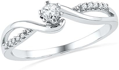 Modern Love - 10K White Gold And Solitaire Diamond Promise Ring For Her (0.17 CTTW)