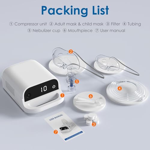 Smart Digital Display Nebulizer for Adults and Children, NEUBULIZER for Home Use, OTC SPACER-0508-V2