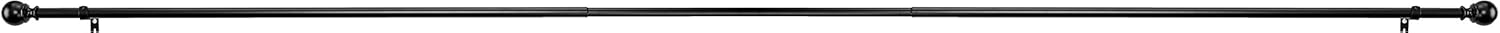 Basics 1" Curtain Rod with Round Finials - 72" to 144", Black: Home & Kitchen