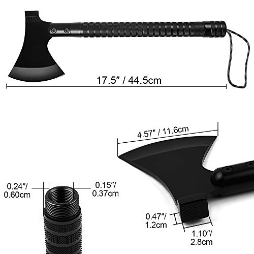 Camping Axe Multi-tool Kit Survival Emergency Gear Portable Folding Collapsible Camp Ax Hatchet Tomahawk Tactical Hand Tool with Sheath Hammer for Hiking Backpacking Hunting Outdoor Adventures 17 inch
