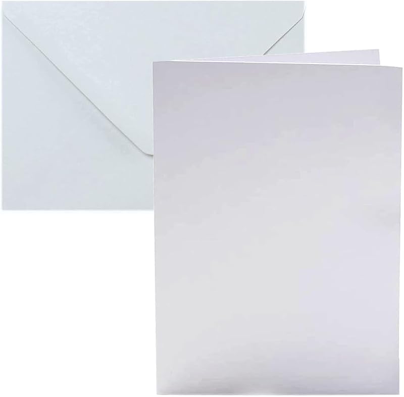 Papa Prints Pack of 50 A6 Blank Cards and Envelopes 350 GSM White