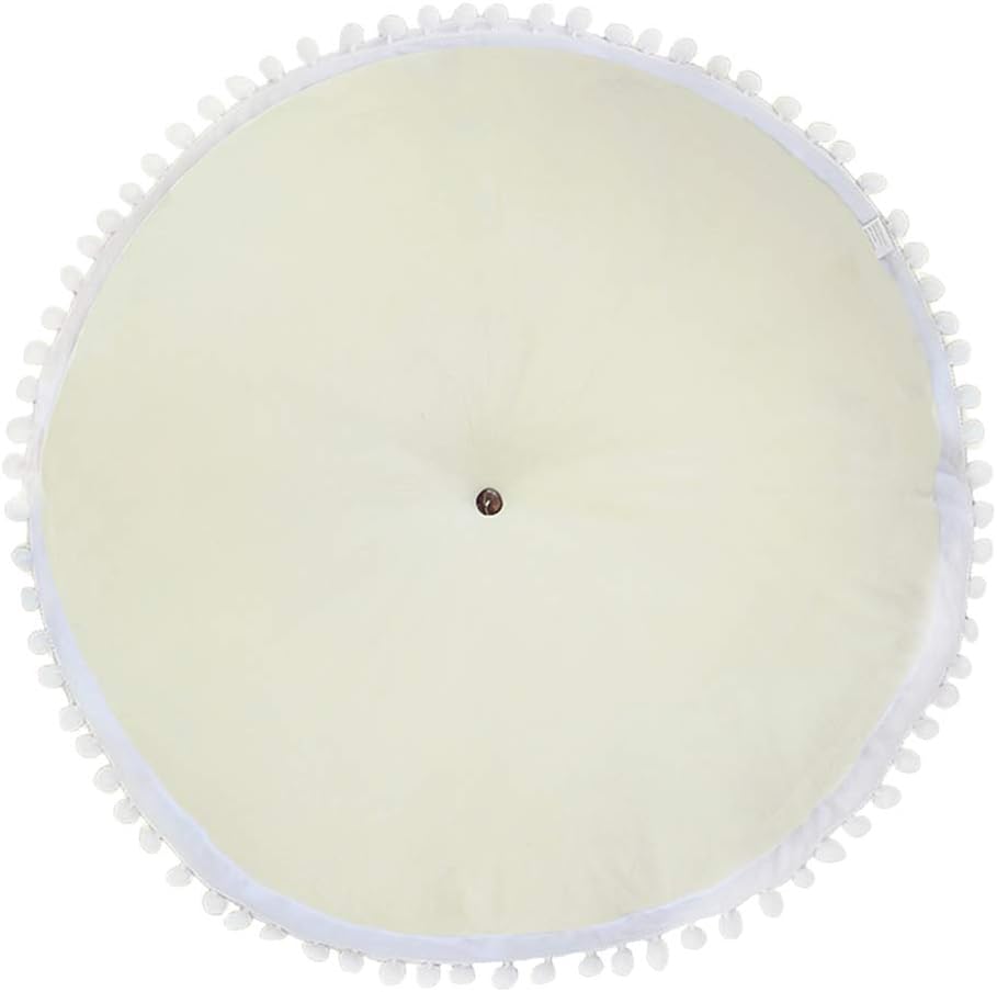 Kids Floor Pillow Cushion Seating Round Large Floor Cushion, Oversized Circle Pillow for Reading Nook Canopy Nursery Playroom Teepee Meditation, Soft Big Circular Cushion with Cute Pompom, Beige 23.6": Kitchen & Dining