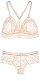 Sexy Lingerie for Women Set of 2 Racerback Bralette and Boy Thong Lace Underwear (XL)