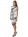PattyBoutik Women Striped Crewneck Cap Sleeve Dress (Navy Blue and Ivory Small)