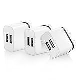 OKRAY 3 Pack 2A 10W Colorful Portable Dual USB Travel Wall Home Charger Power Adapter Plug for iPhone SE 6s Plus, iPad Air, Samsung Galaxy, Android, HTC, Google Nexus, Nokia (3 Pack Black)