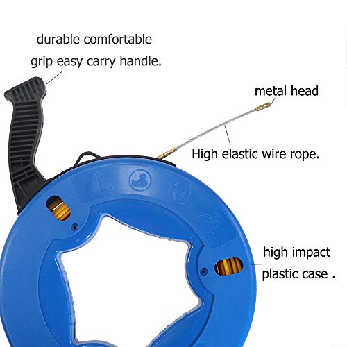 Fiberglass Wire Cable Fish Tape Fiberglass Wall line Reel Fishtape Puller- 5/32-Inch Wide,98.4-Foot