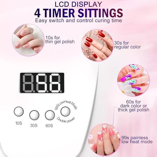 UV LED Nail Lamp, NAILGIRLS 168W Fast UV Light for Nails Gel Polish, Professional Curing with 4 Timer Setting Auto Sensor, LED Gel Nail Dryer for Fingernail and Toenail Home Salon Use, Nail Art Tools