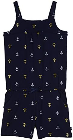 Nautica Big Girls' Fashion Romper, Navy Anchors, 8