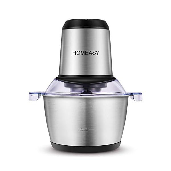 Homeasy-Food-Processor-Meat-Grinder-Mini-Chopper-2L-Stainless-Steel-Food-Chopper-for-Meat-Vegetables-Fruits-and-Nuts-Stainless-Steel-Bowl-and-4-Sharp-Blades-350W-8-Cups Homeasy Food Processor, Meat Grinder Mini Chopper 2L Stainless Steel Food Chopper for Meat, Vegetables, Fruits and Nuts, Stainless Steel Bowl and 4 Sharp Blades, 350W, 8 Cups