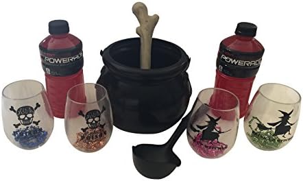 Halloween Party Decorations - Caldron, Bone, Cups, Skull/Bone Necklaces, Red Drink, Ladle
