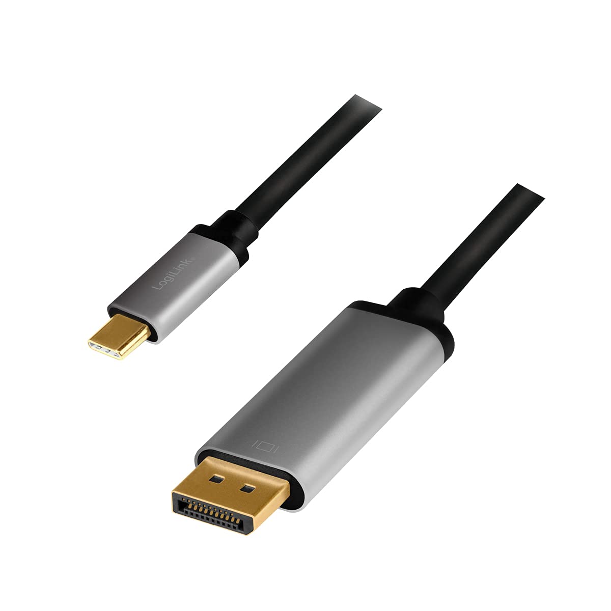LogiLink CUA0100 - USB 3.2 Gen 1 DisplayPort Connection Cable 4K/60 Hz, Aluminium, Black/Grey, 1.8 m