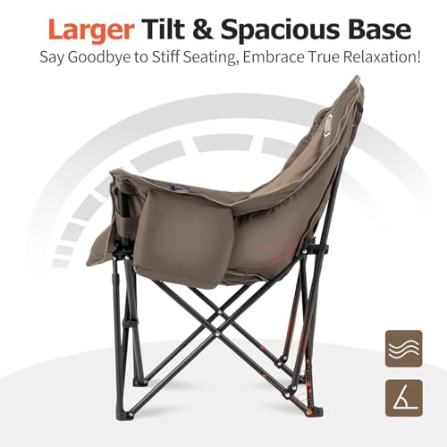 OVERMONT Oversized XL Camping Folding Chair for Adults - 450lbs Support Heavy-Duty Padded Folding Chair with Side Pocket Cup Holder for Outdoor Sports Garden Beach Fishing Lawn Blue