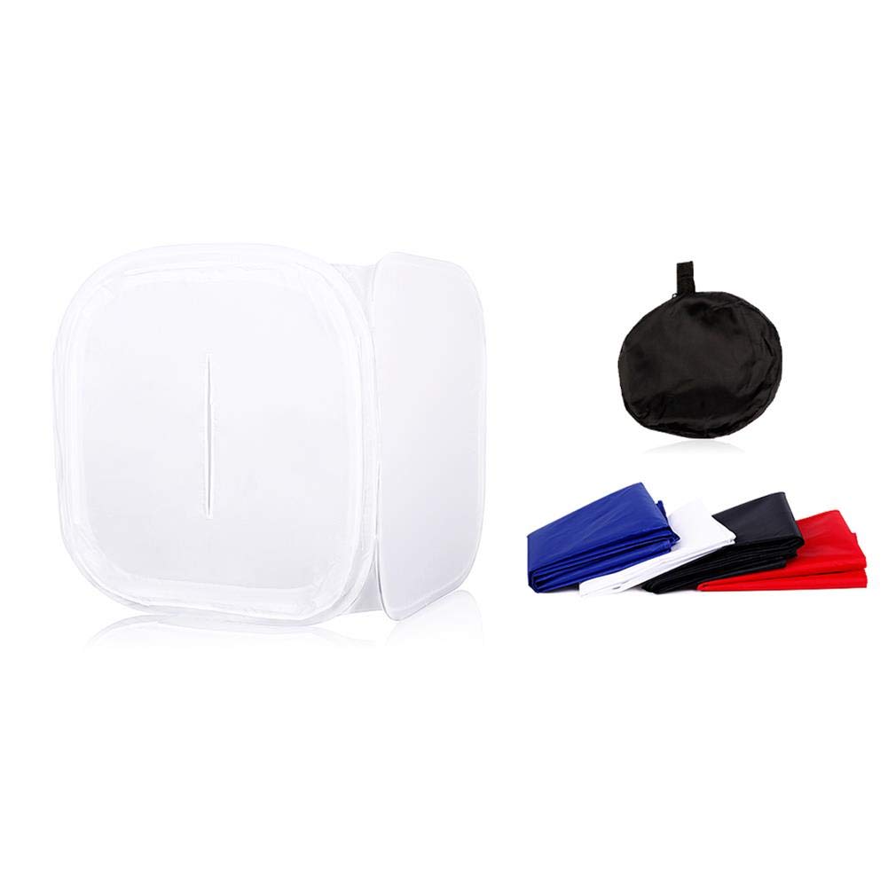 Konseen 32 inch/80 cm Photo Studio Shooting Tent Light Cube Diffusion Soft Box Kit with 4 Colors Backdrops (Red Dark Blue Black White) for Photography