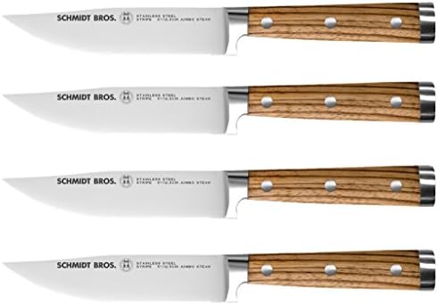 THE SCHMIDT BROTHERS 4 Piece Hudson Home Group No 8 Stripe Jumbo Steak Knife Set, Stainless Steel