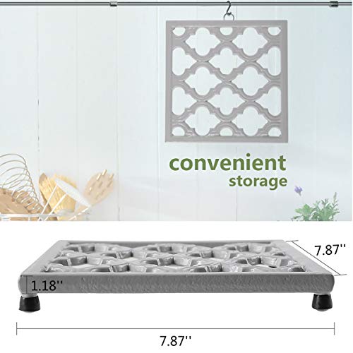 Square Cast Iron Trivet Gray Metal Trivets for Kitchen Dining
