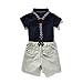 Miniowl Toddler Boys 2 PCS Set Gentleman Bowtie Polo T-shirt Bid Shorts Overalls (4t,Navy Blue)