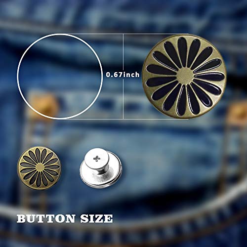Mixed 24 Sets Replacement Jean Buttons, Combo Copper Tack Buttons