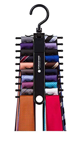 StorageMaid - 3-Pack - Tie & Belt Rack - Necktie Accessories Organizer - 20 Non-Slip Hanger Hooks Each - Rotates 360 Degrees - Storage Solution for Neckties and Belts - Thumbnail 7