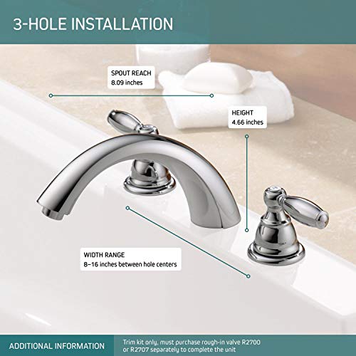 Peerless Claymore 2Handle Widespread Roman Tub Faucet Trim Kit, Chrome