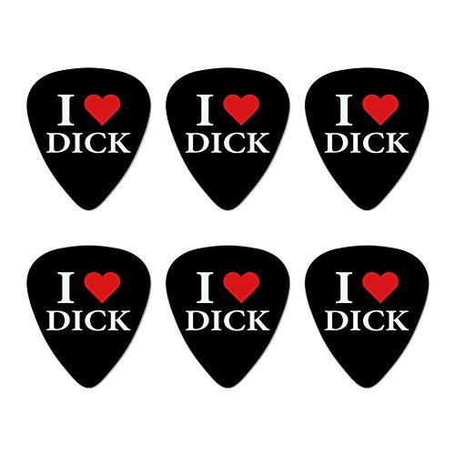 I Love Dick Heart Novelty Guitar Picks Medium Gauge - Set of 6