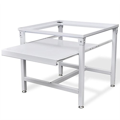 Heitamy Washing Machine Base, Raised Pedestal Stand White Washing Machine Pedestal with Extension Rack and Non-Slip Pads Steel Base for Home Laundry - Thumbnail 4