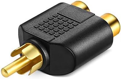 TNP RCA Male to Female Split Adapter, Gold Plated Converter Y-Splitter for Digital Audio Sound System Subwoofer TV, 1 Male Jack to 2 Female Plugs AV Audio/Video Connector, Black