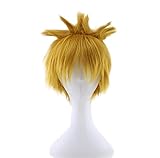Short Naruto Yellow Anima Heat Resistant Fiber Cosplay Halloween Hair Wig For Men