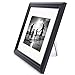 8x10 Black Picture Frame - Matted to Display Photographs 5x7 or 8x10 Without Mat - Highest Quality Materials - Display on Wall or Table Top - Imported from Europe