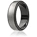 ROQ Silicone Rubber Wedding Ring for Men, Comfort Fit, Men's Wedding Band, Breathable Rubber Engagement Band, 8mm Wide 2mm Thick, Step Edge, Single, Beveled Metallic Platinum, Size 9