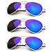 zeroUV - Premium Full Mirrored Aviator Sunglasses w/Flash Mirror Lens (3-Pack Silver | Blue)