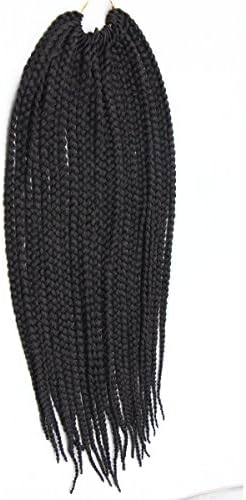 Synthetic Crochet Braid Medium Box Senegalese Twist Braids 22 inch (Crochet Needle Free )（6-Pack） (#1b)